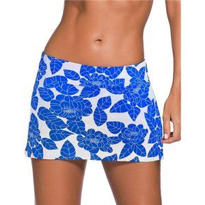 Women Swim Skirt Solid Color Waistband Skort Bikini Bottom
